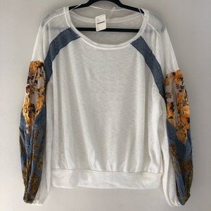 Free People NWT Casual Clash Thermal Top